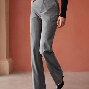 MOTF Elegant Gray Pinstripe Straight Leg Pants